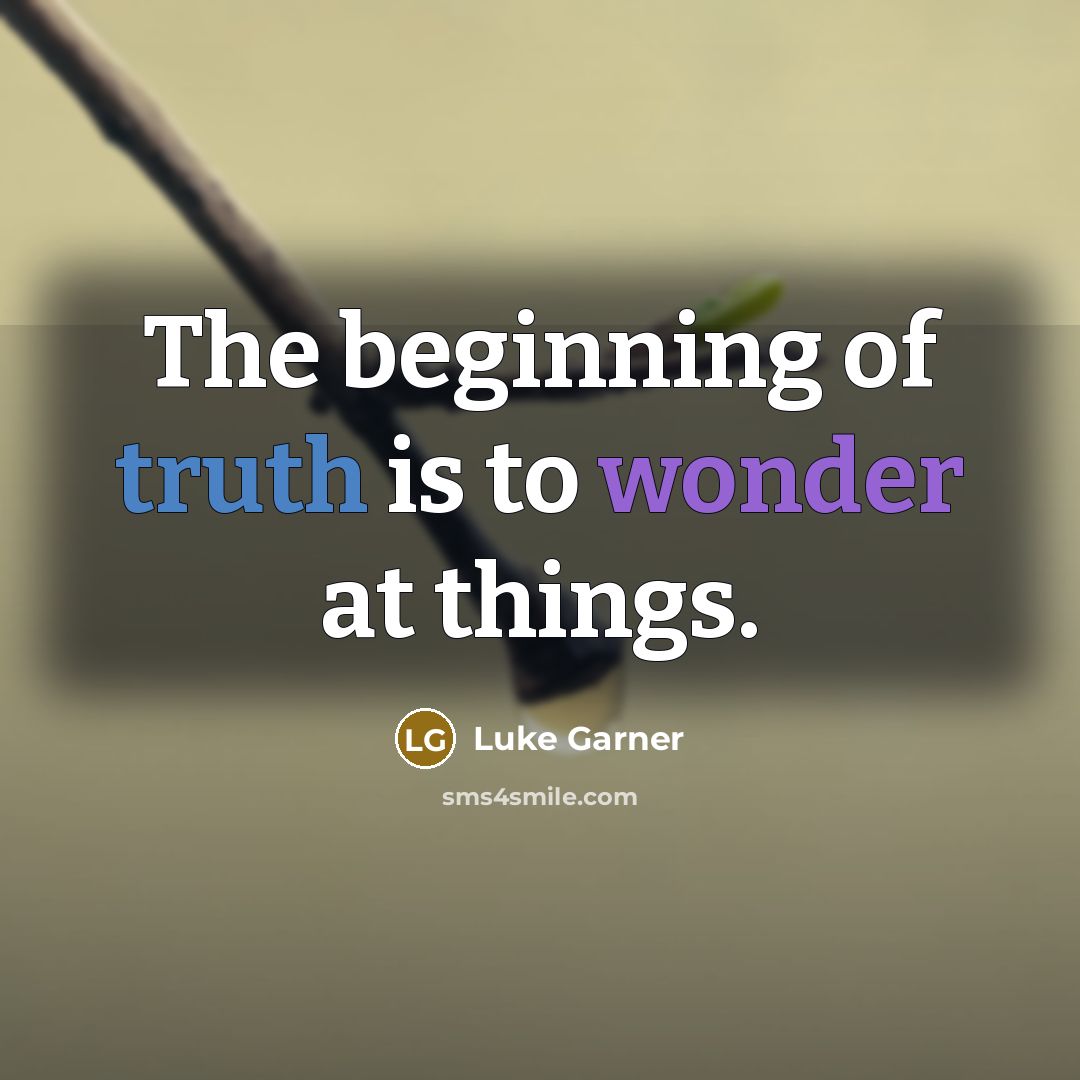 “The beginning of truth is to wonder at things.” quote by Luke Garner