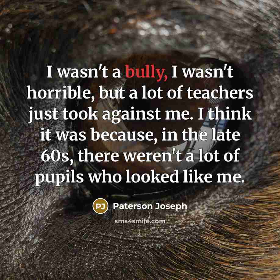 “I wasn't a bully, I wasn't horrible, but a lot…” quote by Paterson Joseph
