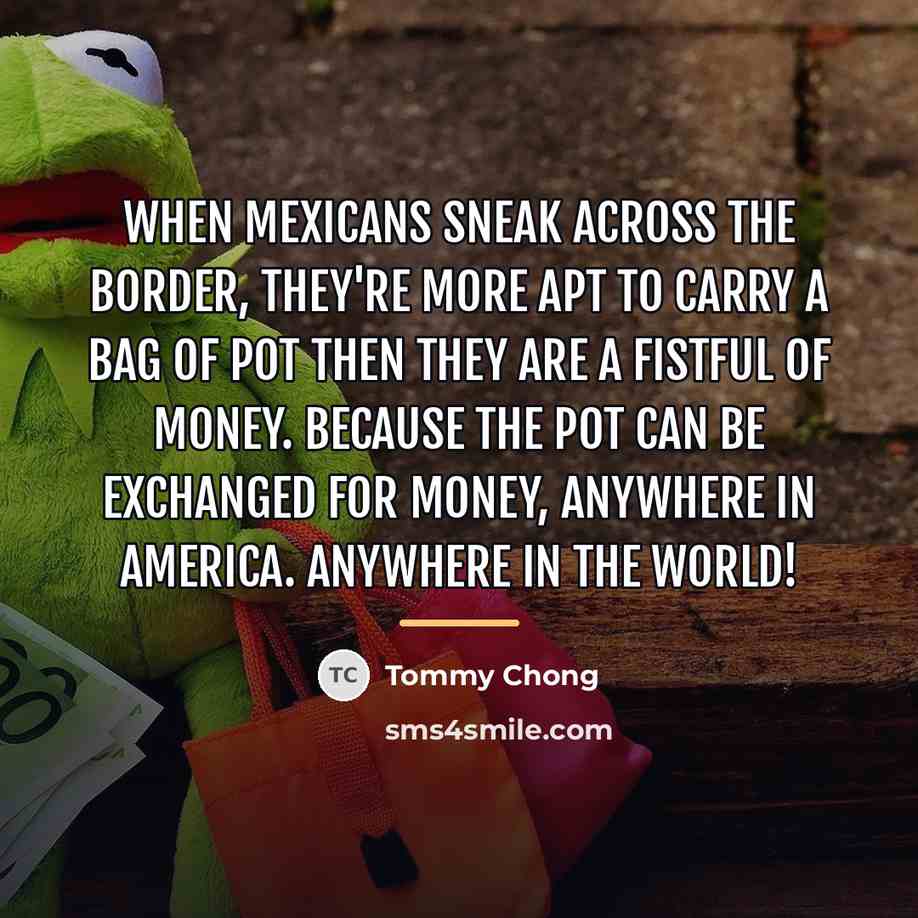 “When Mexicans sneak across the border, they're more apt to…” quote by Tommy Chong