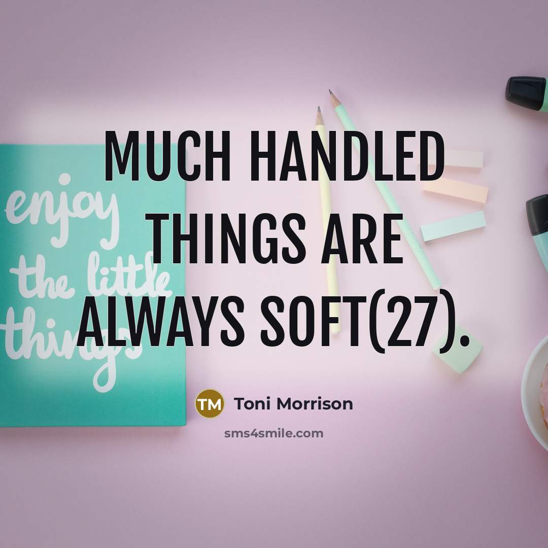 “Much handled things are always soft(27).” quote by Toni Morrison