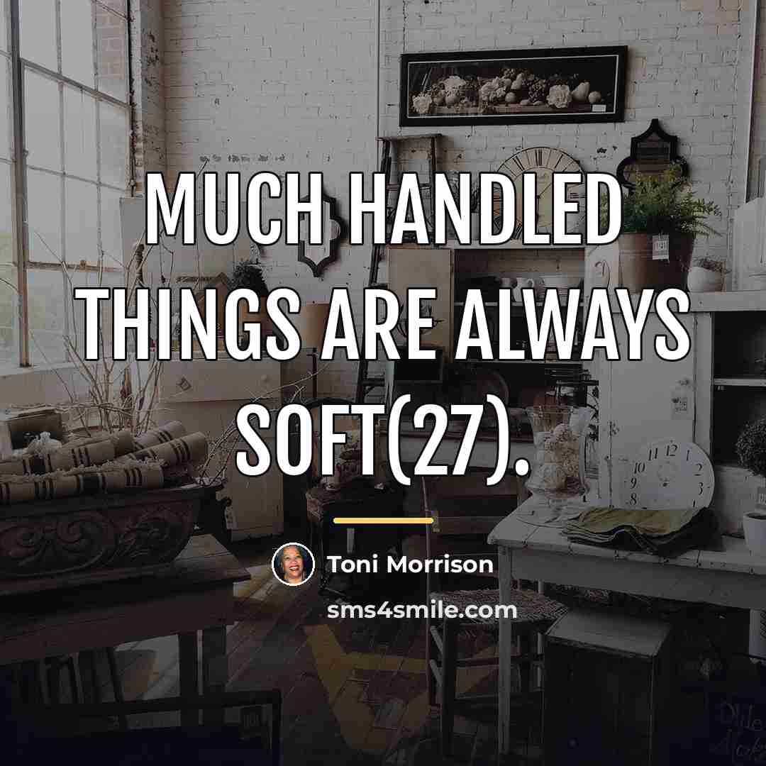 “Much handled things are always soft(27).…” quote by Toni Morrison