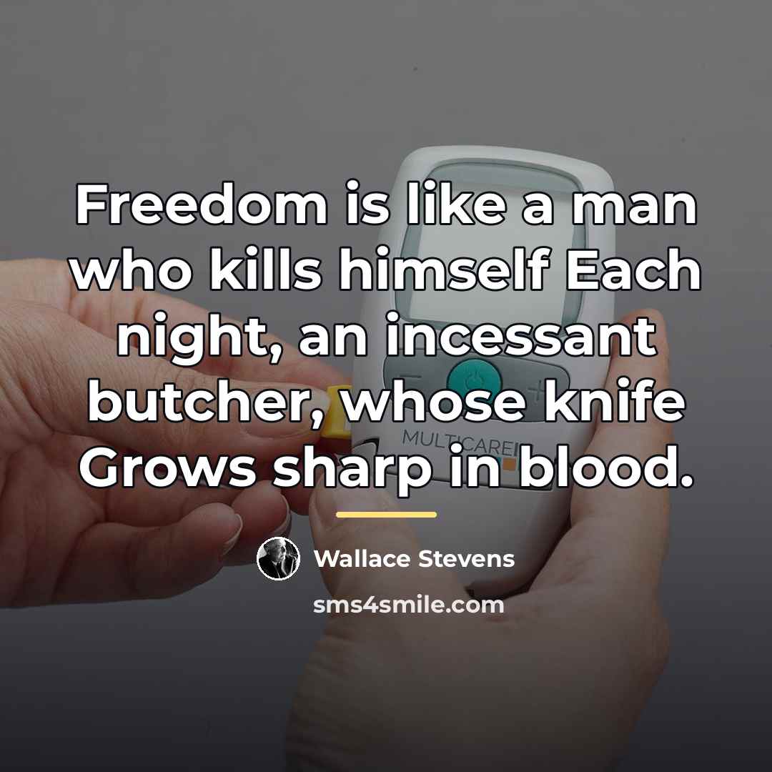 “Freedom is like a man who kills himself Each night,…” quote by Wallace Stevens
