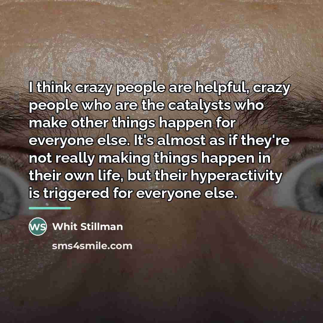 “I think crazy people are helpful, crazy people who are…” quote by Whit Stillman