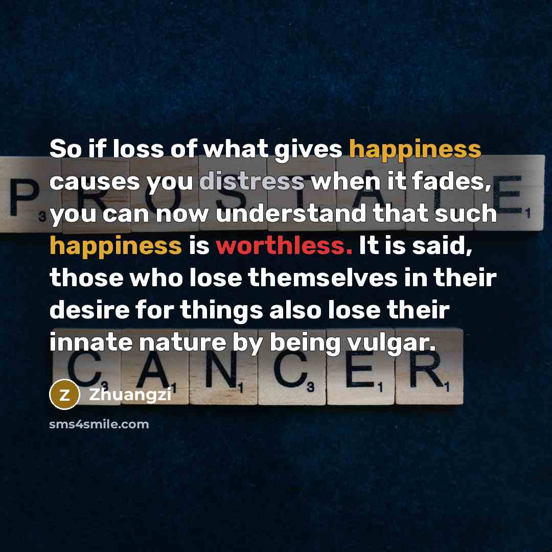 “So if loss of what gives happiness causes you distress…” quote by Zhuangzi