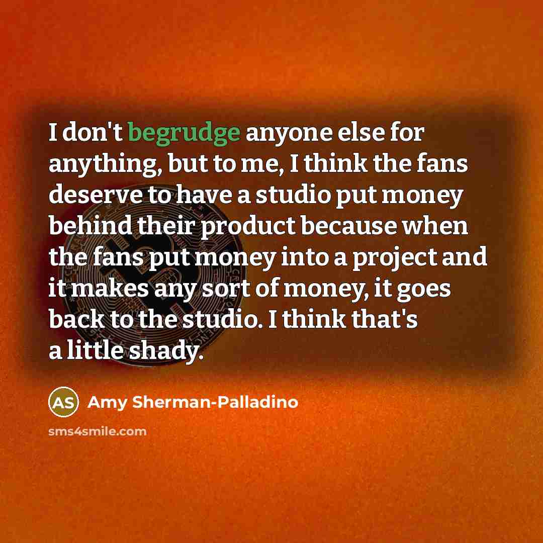 “I don't begrudge anyone else for anything, but to me,…” quote by Amy Sherman-Palladino