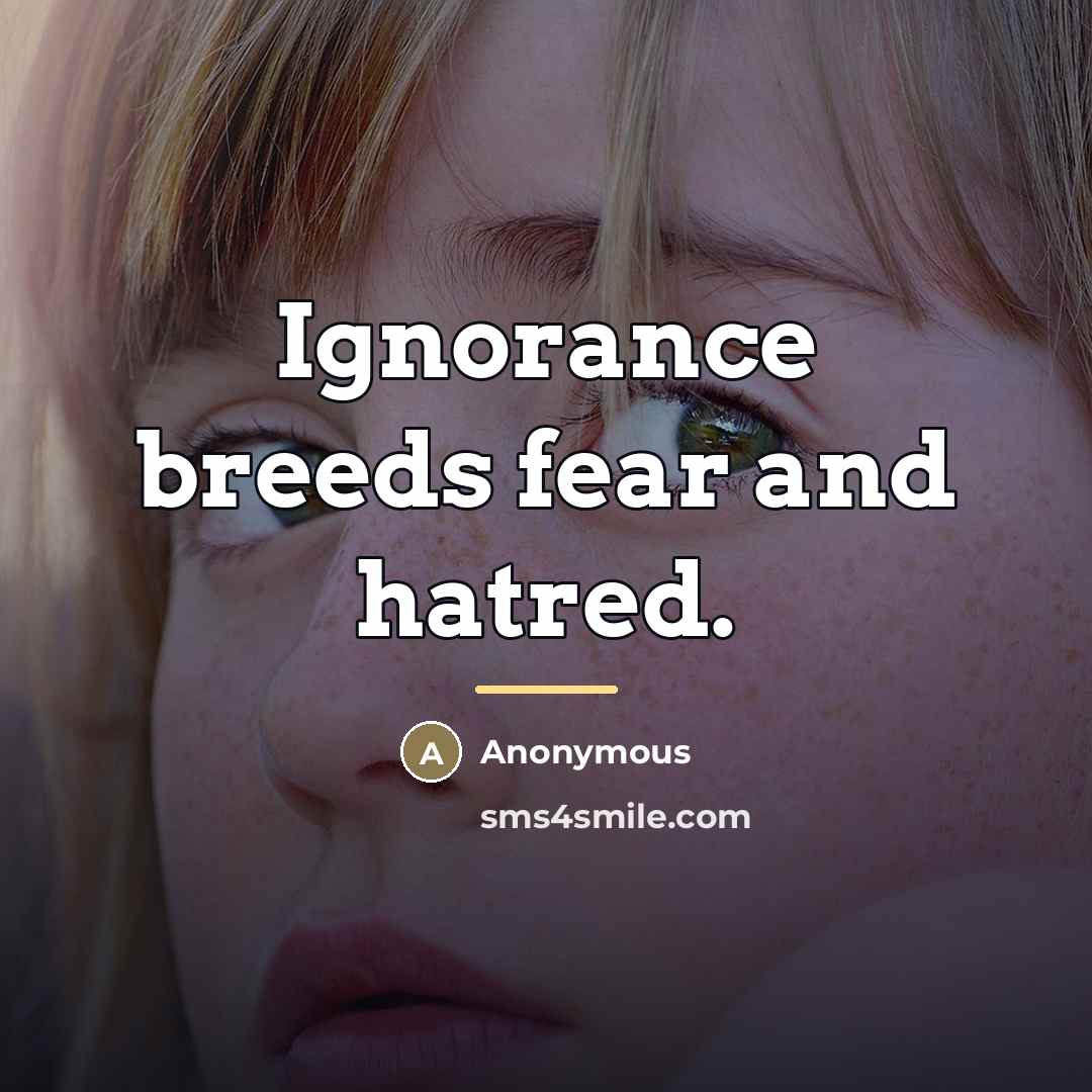 “Ignorance breeds fear and hatred.…” quote by Anonymous