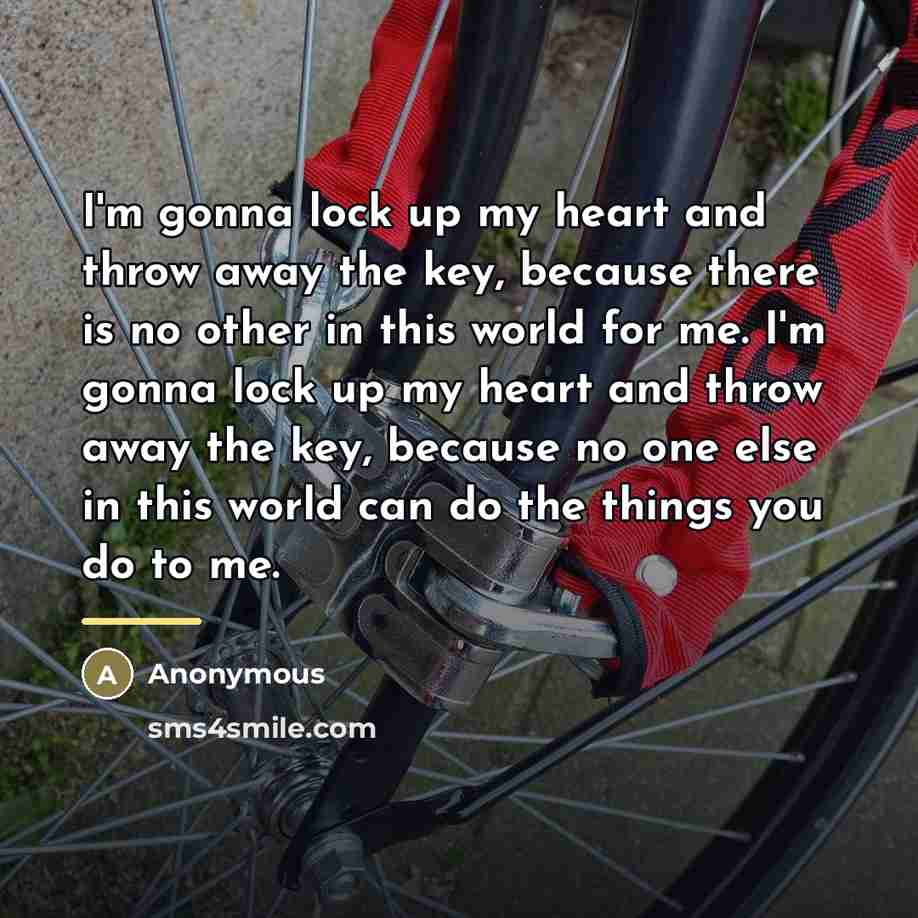 “I'm gonna lock up my heart and throw away the…” quote by Anonymous