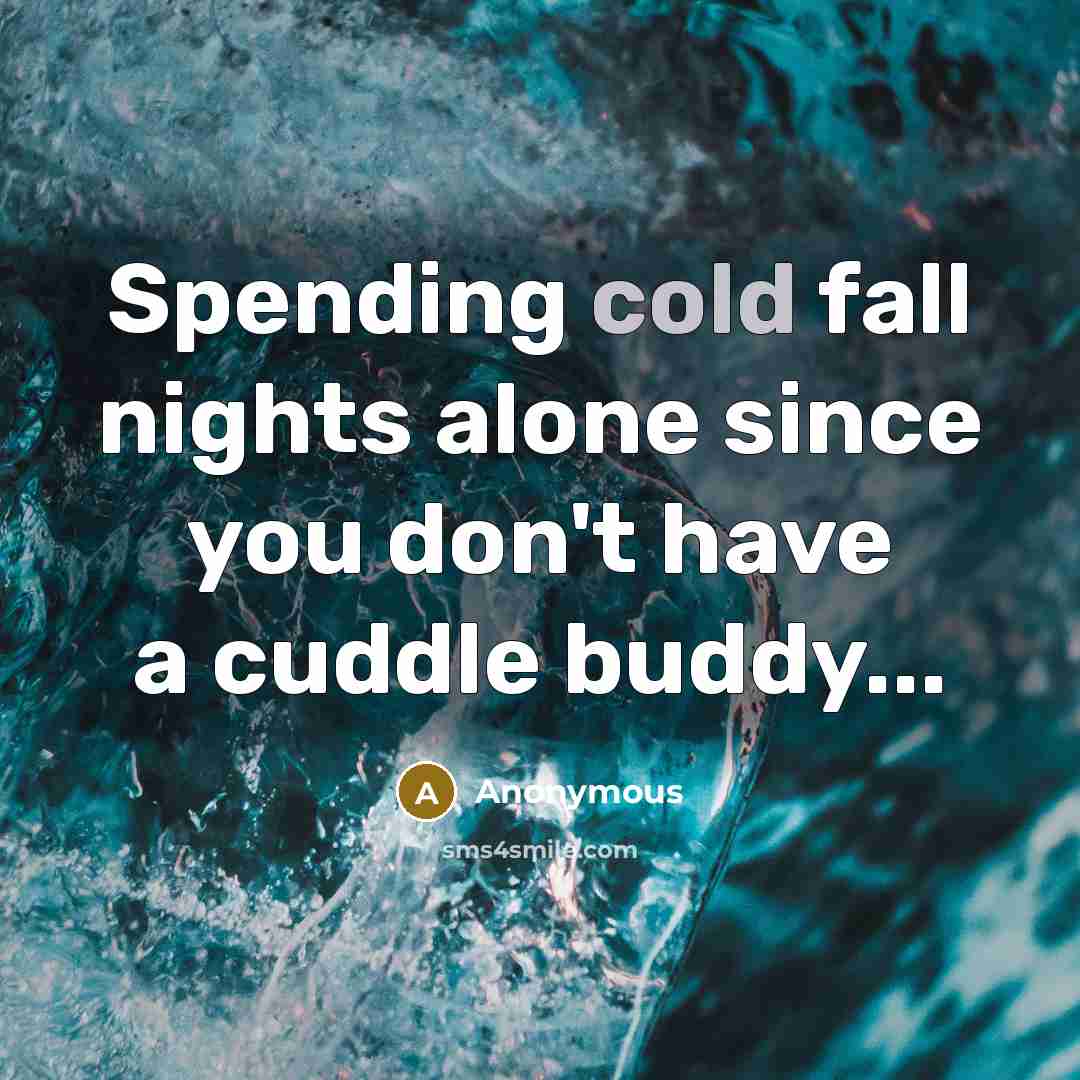 “Spending cold fall nights alone since you don't have a cuddle buddy...” quote by Anonymous