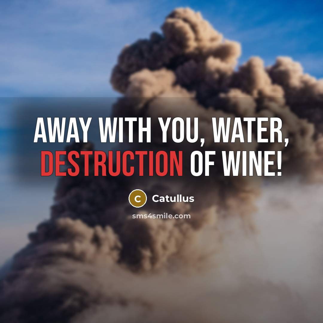 “Away with you, water, destruction of wine!…” quote by Catullus