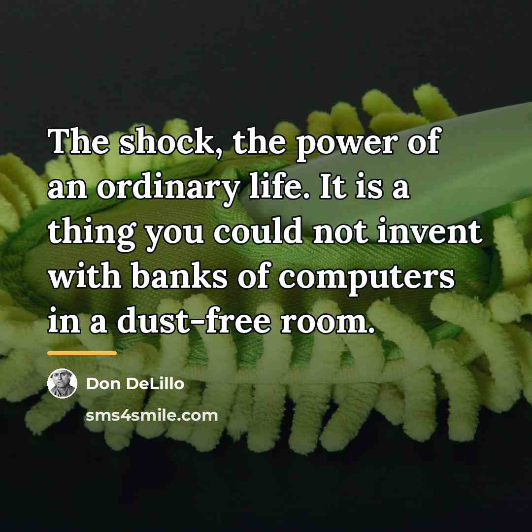 “The shock, the power of an ordinary life. It is…” quote by Don DeLillo