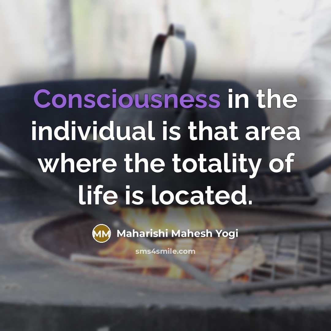 “Consciousness in the individual is that area where the totality…” quote by Maharishi Mahesh Yogi