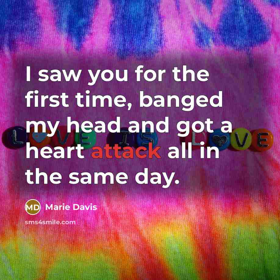 “I saw you for the first time, banged my head…” quote by Marie Davis