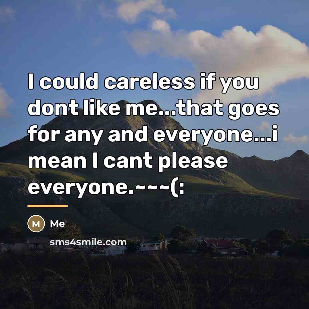 “I could careless if you dont like me...that goes for…” quote by Me