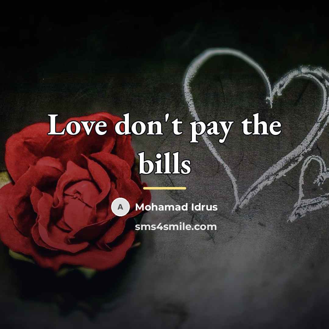 “Love don't pay the bills…” quote by Mohamad Idrus