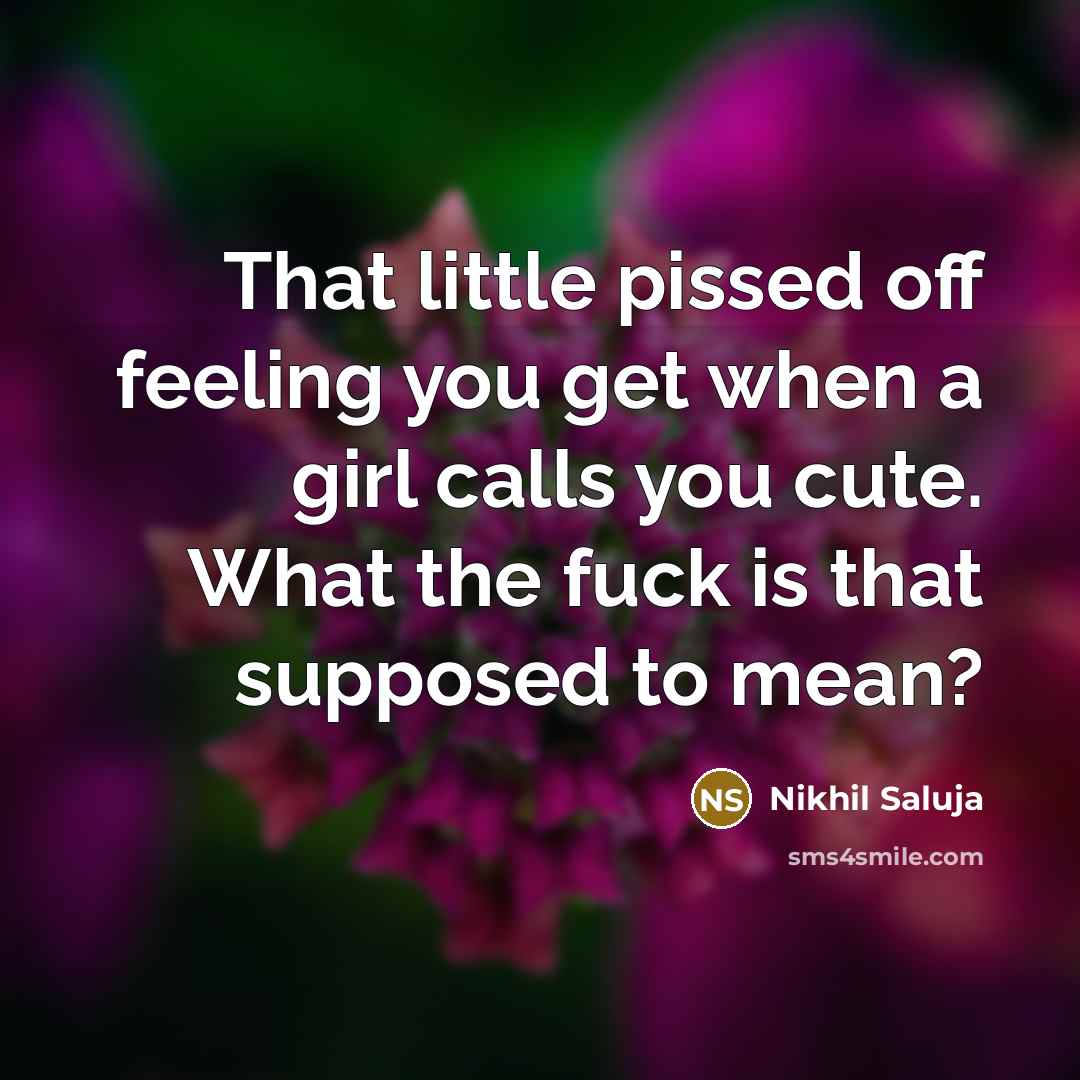 “That little pissed off feeling you get when a girl…” quote by Nikhil Saluja