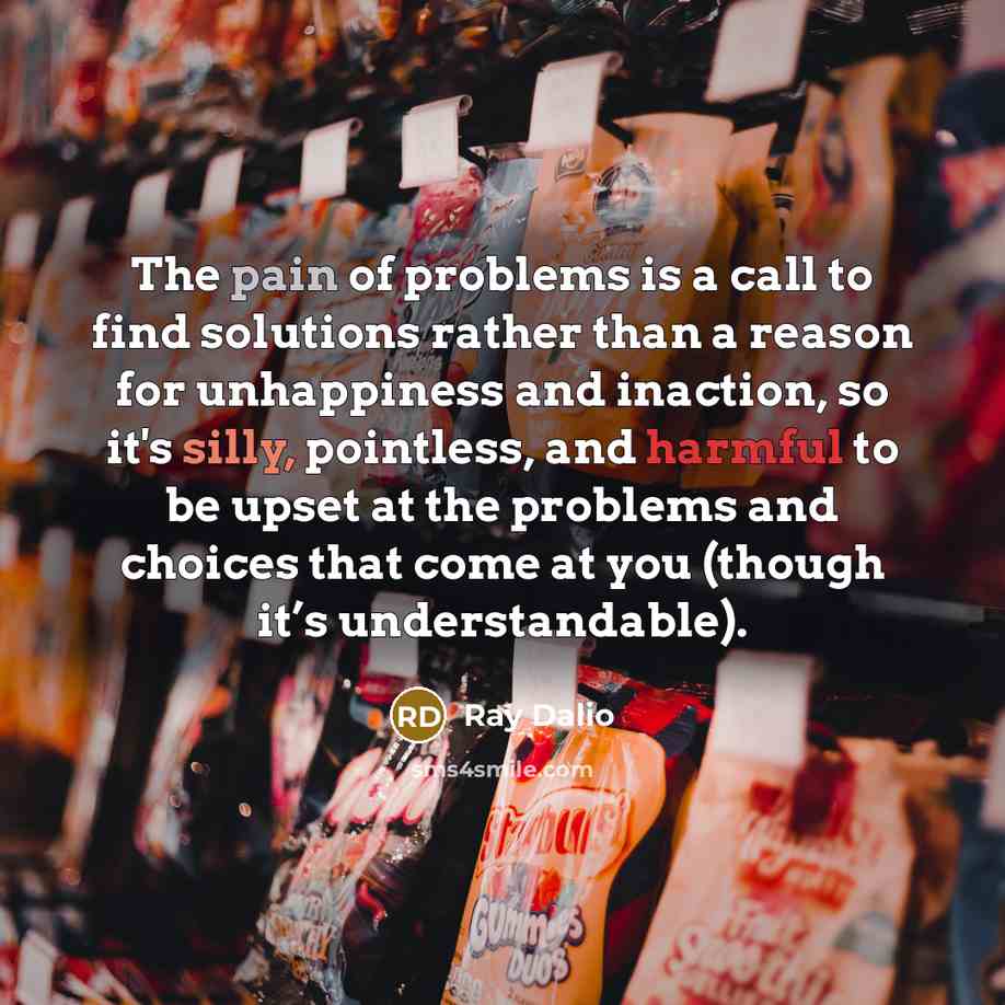 “The pain of problems is a call to find solutions…” quote by Ray Dalio