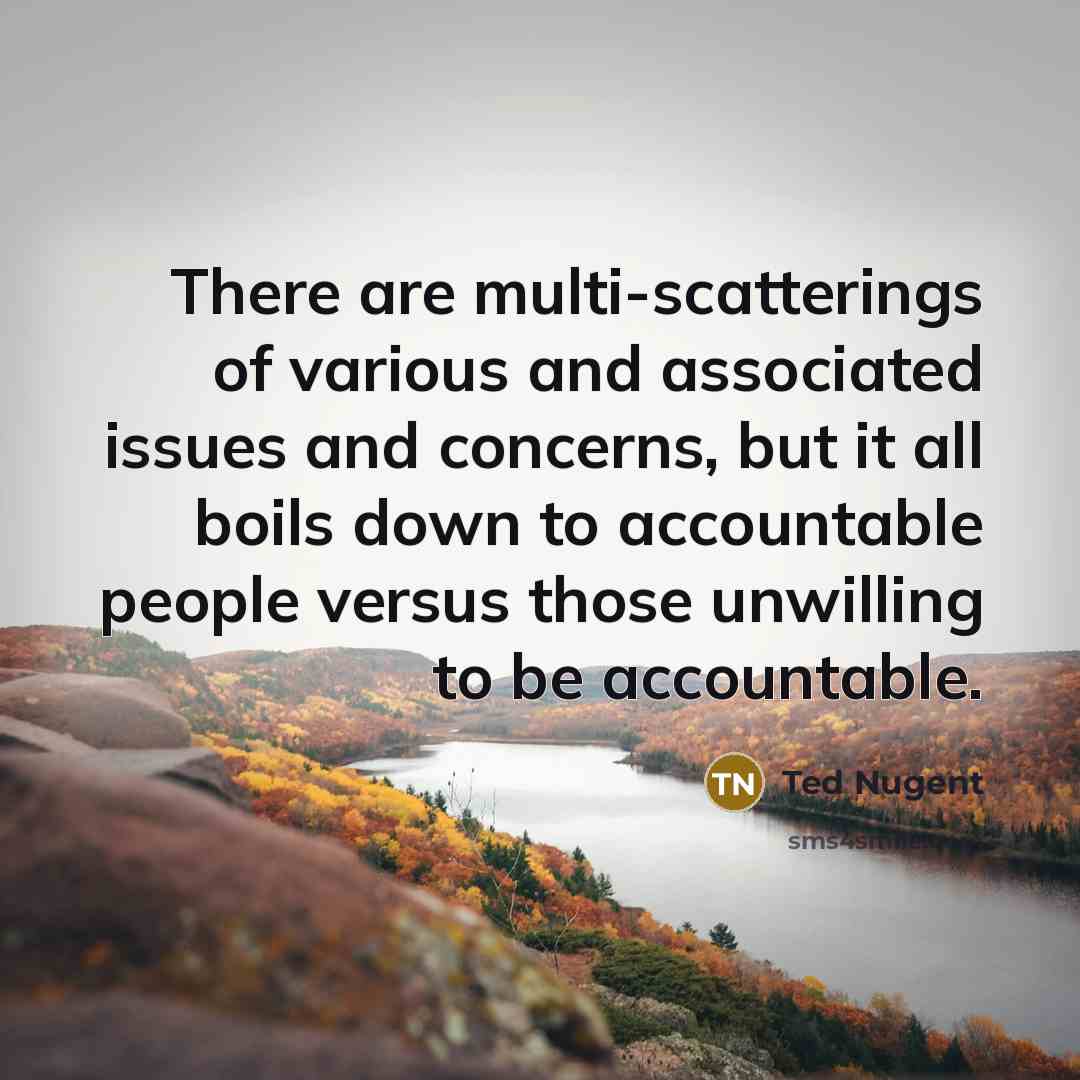 “There are multi-scatterings of various and associated issues and concerns,…” quote by Ted Nugent
