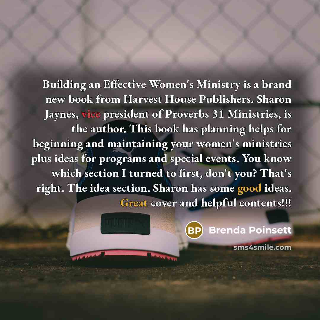 “Building an Effective Women's Ministry is a brand new book…” quote by Brenda Poinsett