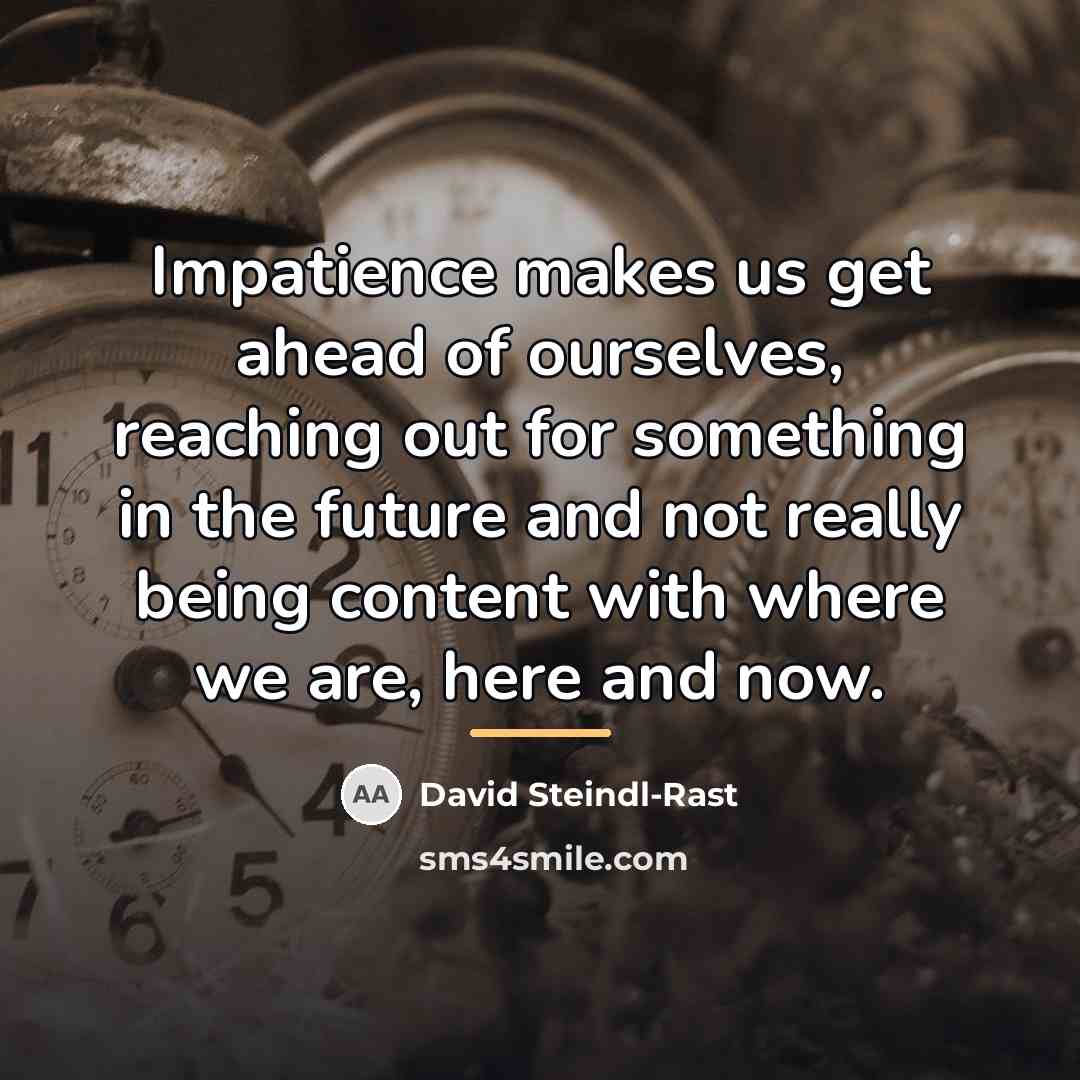 “Impatience makes us get ahead of ourselves, reaching out for…” quote by David Steindl-Rast