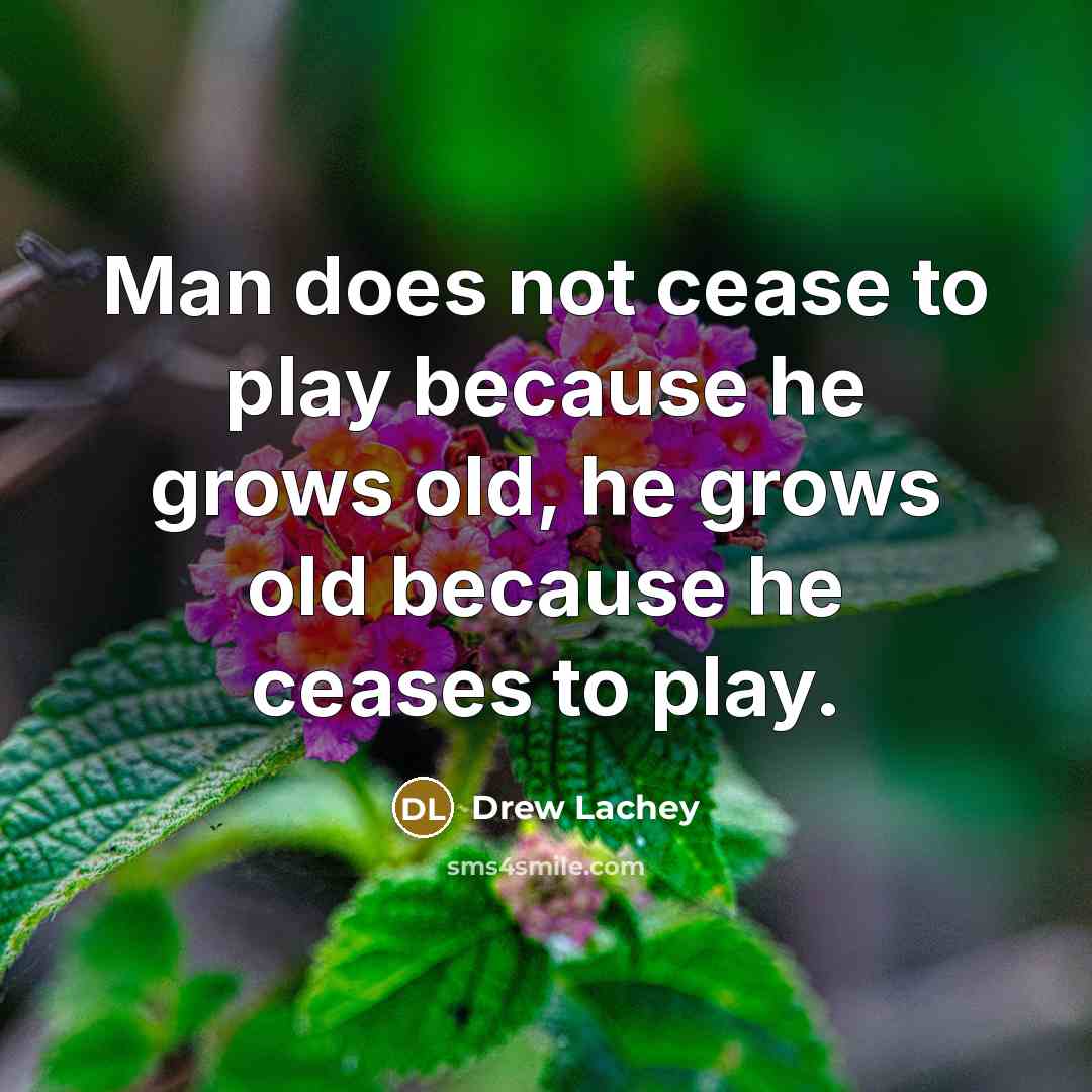 “Man does not cease to play because he grows old,…” quote by Drew Lachey