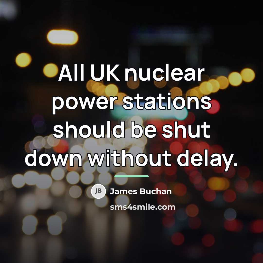 “All UK nuclear power stations should be shut down without…” quote by James Buchan