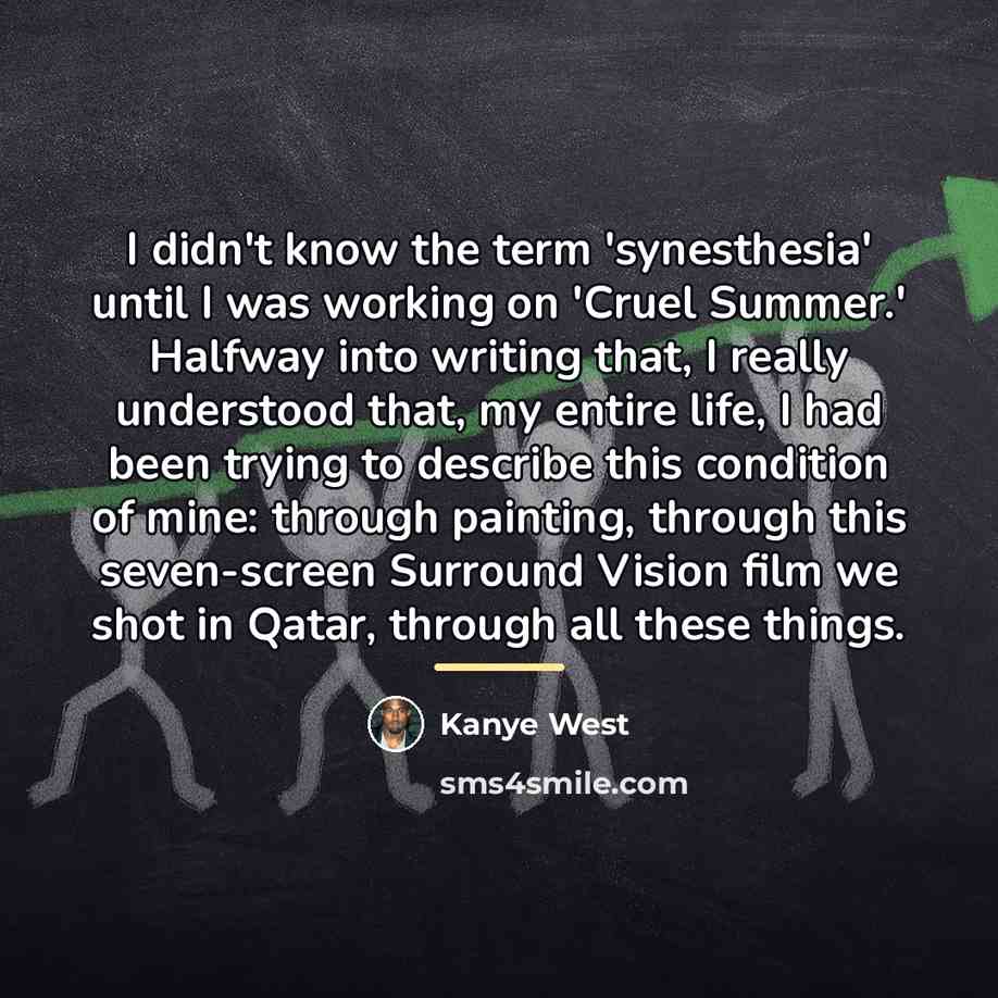 “I didn't know the term 'synesthesia' until I was working…” quote by Kanye West