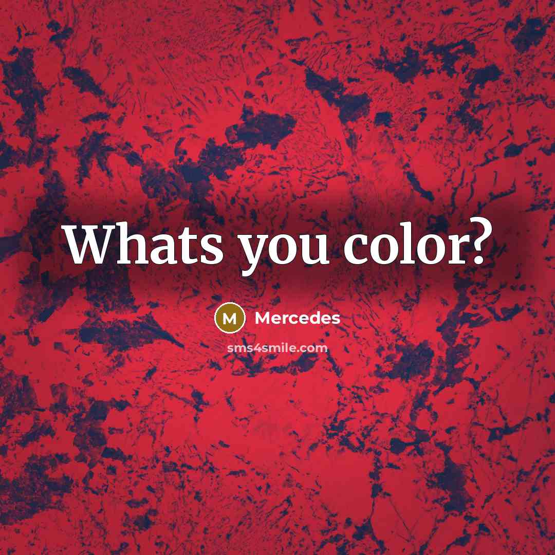 “Whats you color?” quote by Mercedes