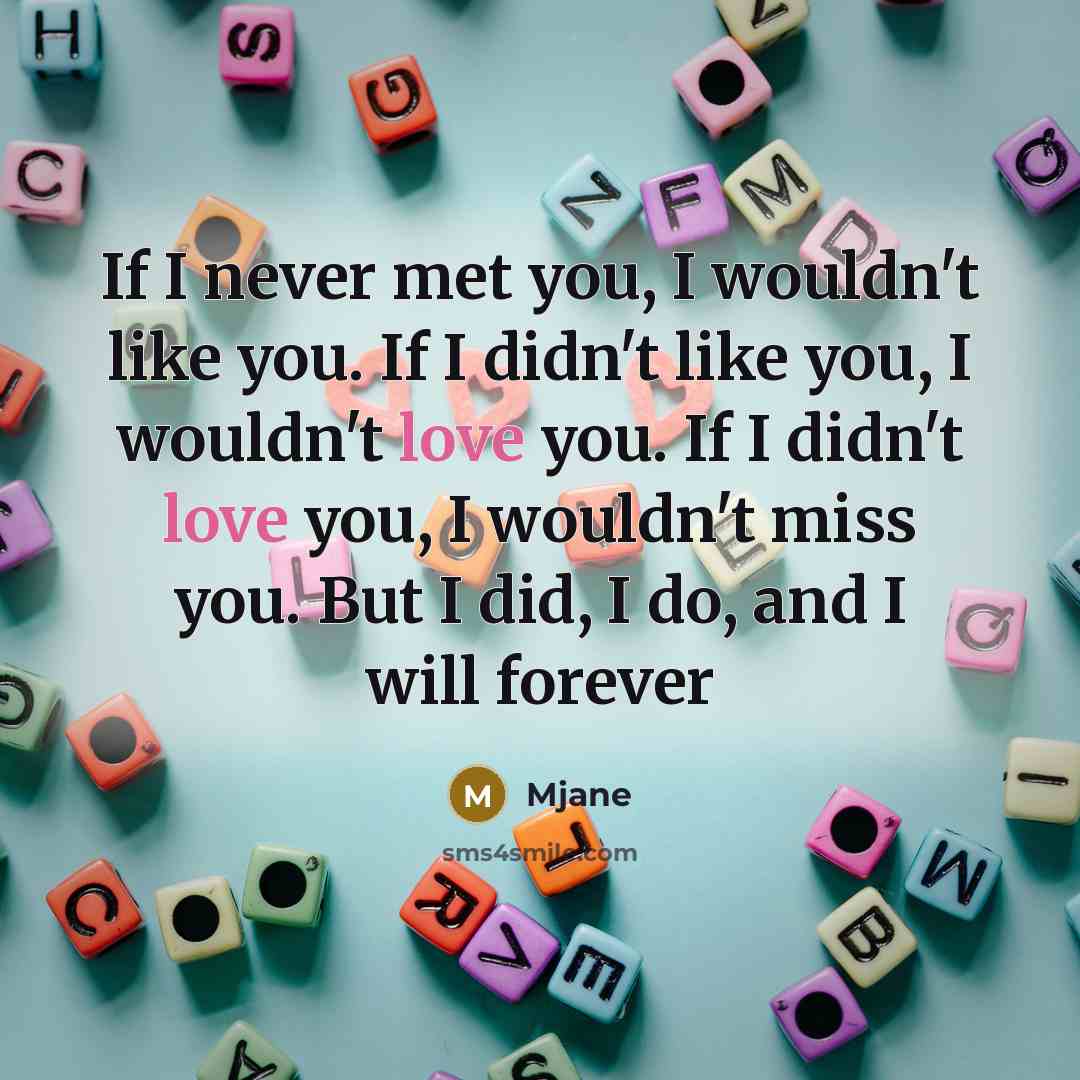 “If I never met you, I wouldn't like you. If…” quote by Mjane