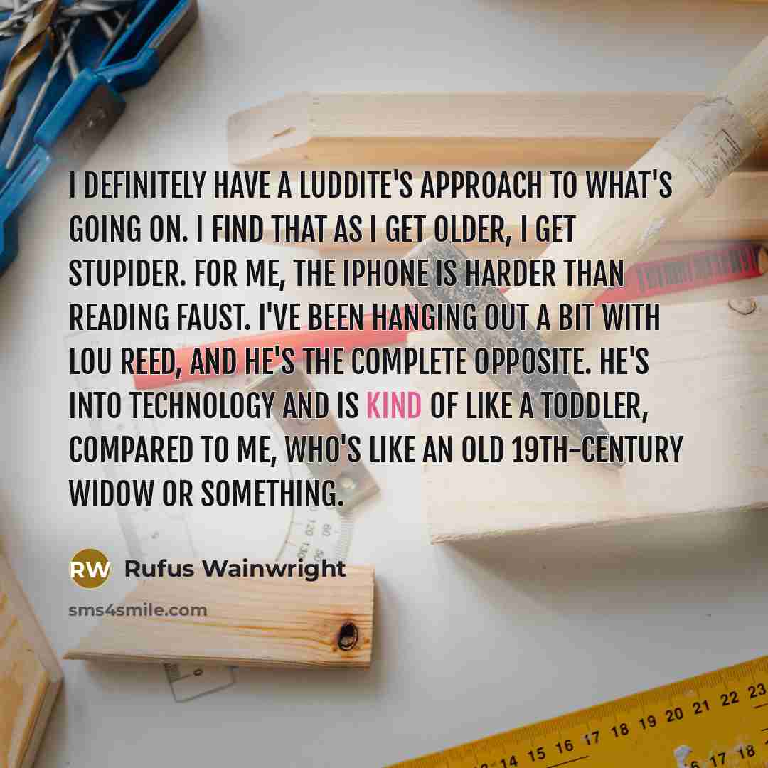 “I definitely have a Luddite's approach to what's going on.…” quote by Rufus Wainwright