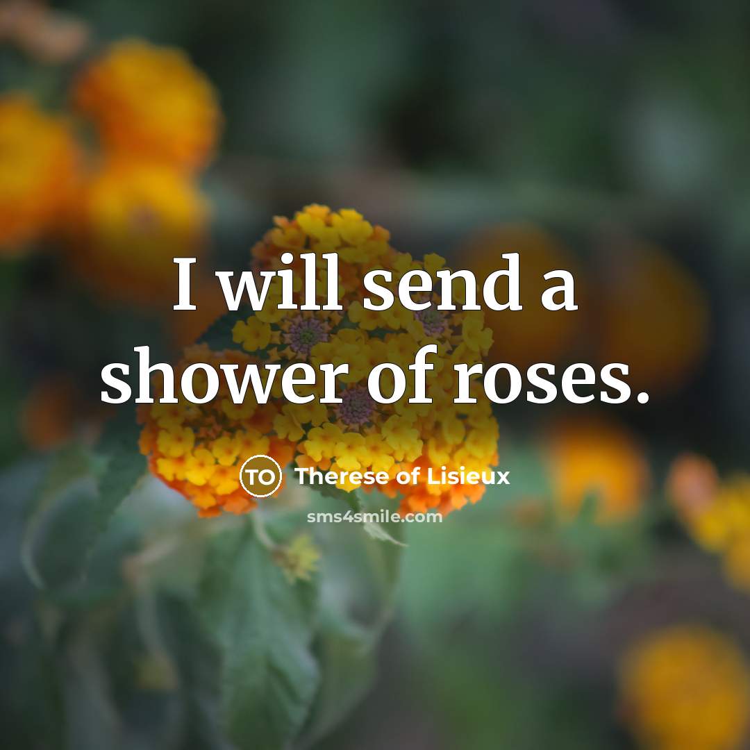 “I will send a shower of roses.” quote by Therese of Lisieux