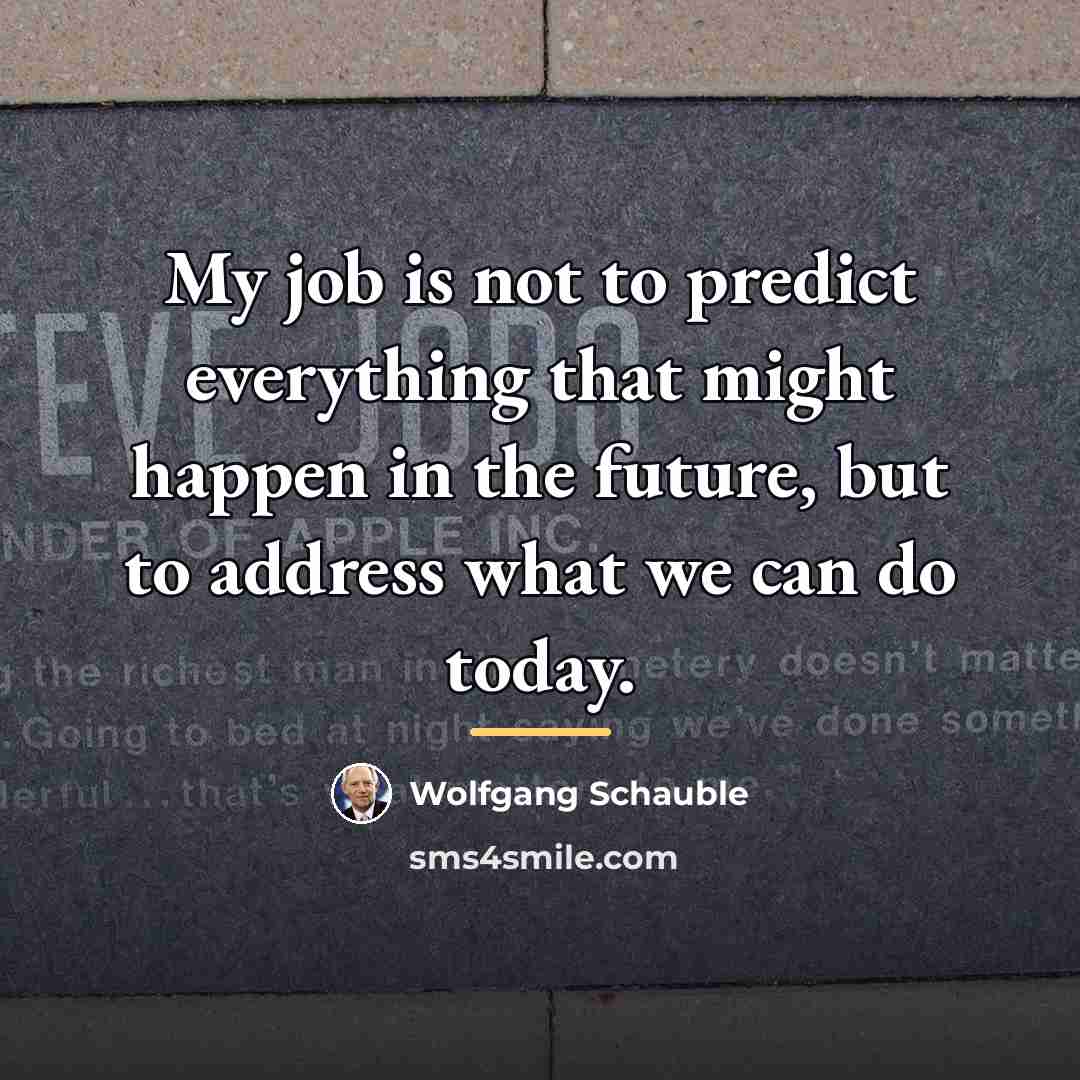 “My job is not to predict everything that might happen…” quote by Wolfgang Schauble