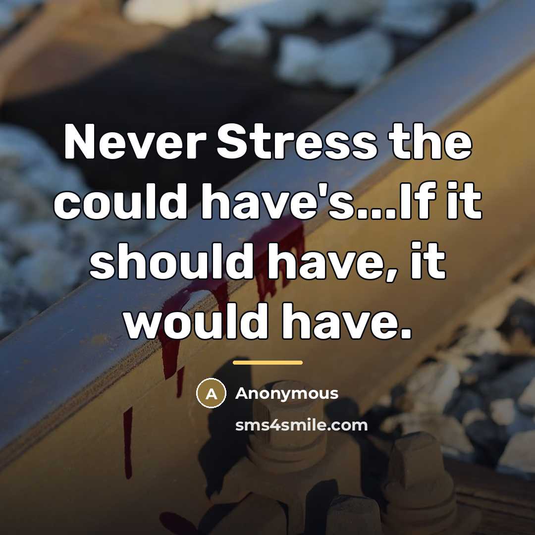 “Never Stress the could have's...If it should have, it would…” quote by Anonymous