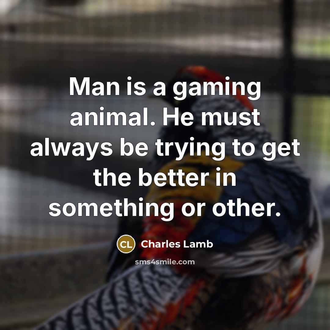 “Man is a gaming animal. He must always be trying…” quote by Charles Lamb