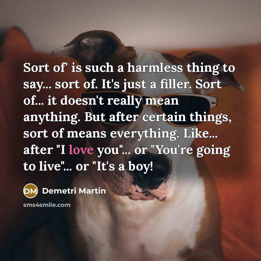 “Sort of' is such a harmless thing to say... sort…” quote by Demetri Martin
