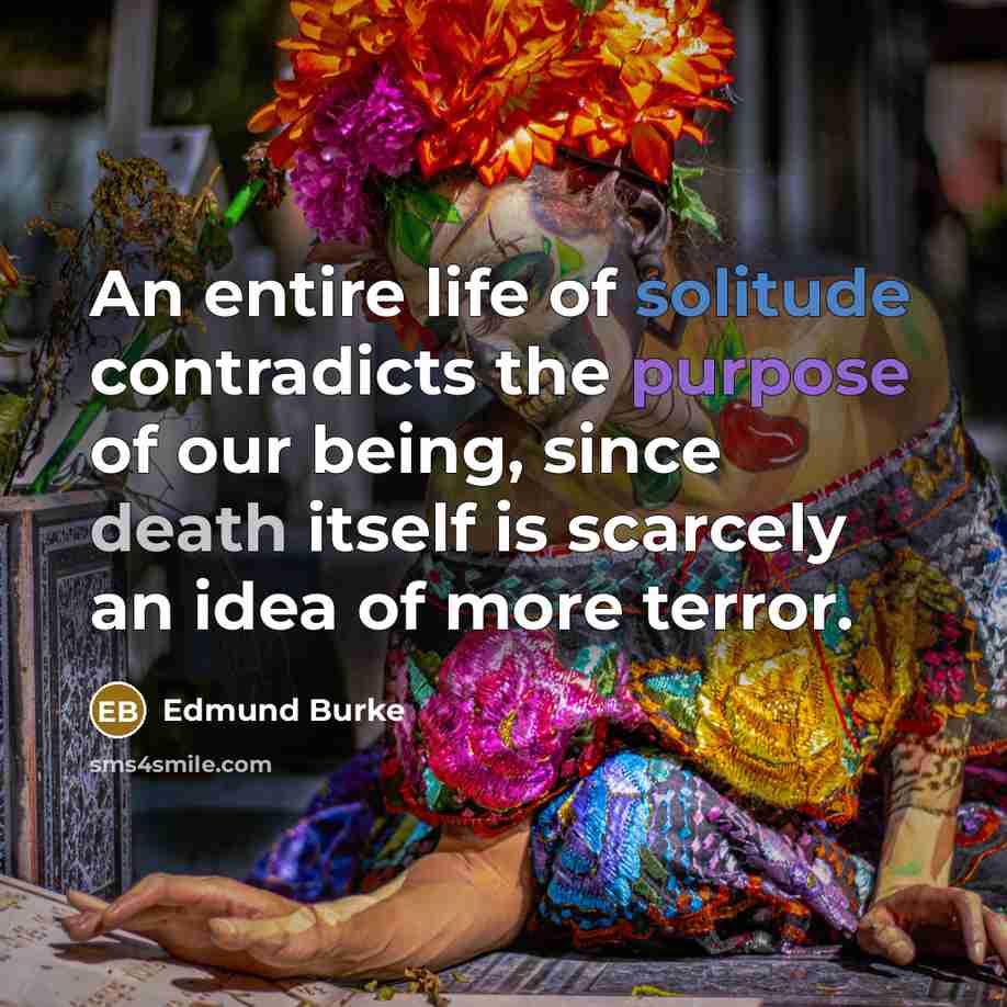 “An entire life of solitude contradicts the purpose of our…” quote by Edmund Burke