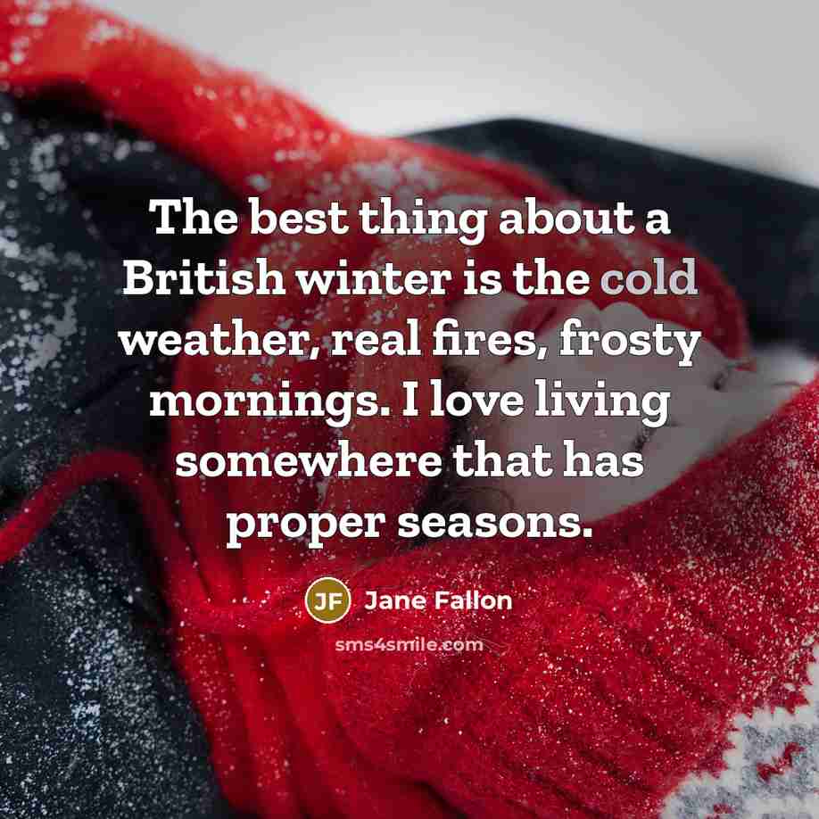 “The best thing about a British winter is the cold…” quote by Jane Fallon