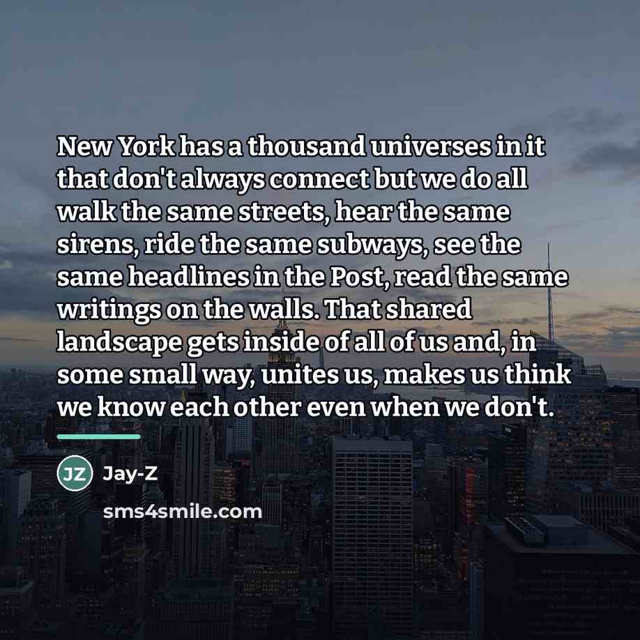 “New York has a thousand universes in it that don't…” quote by Jay-Z