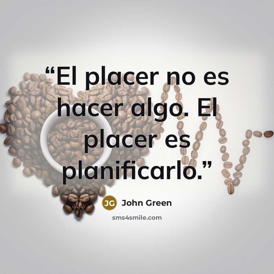 “El placer no es hacer algo. El placer es planificarlo.” quote by John Green