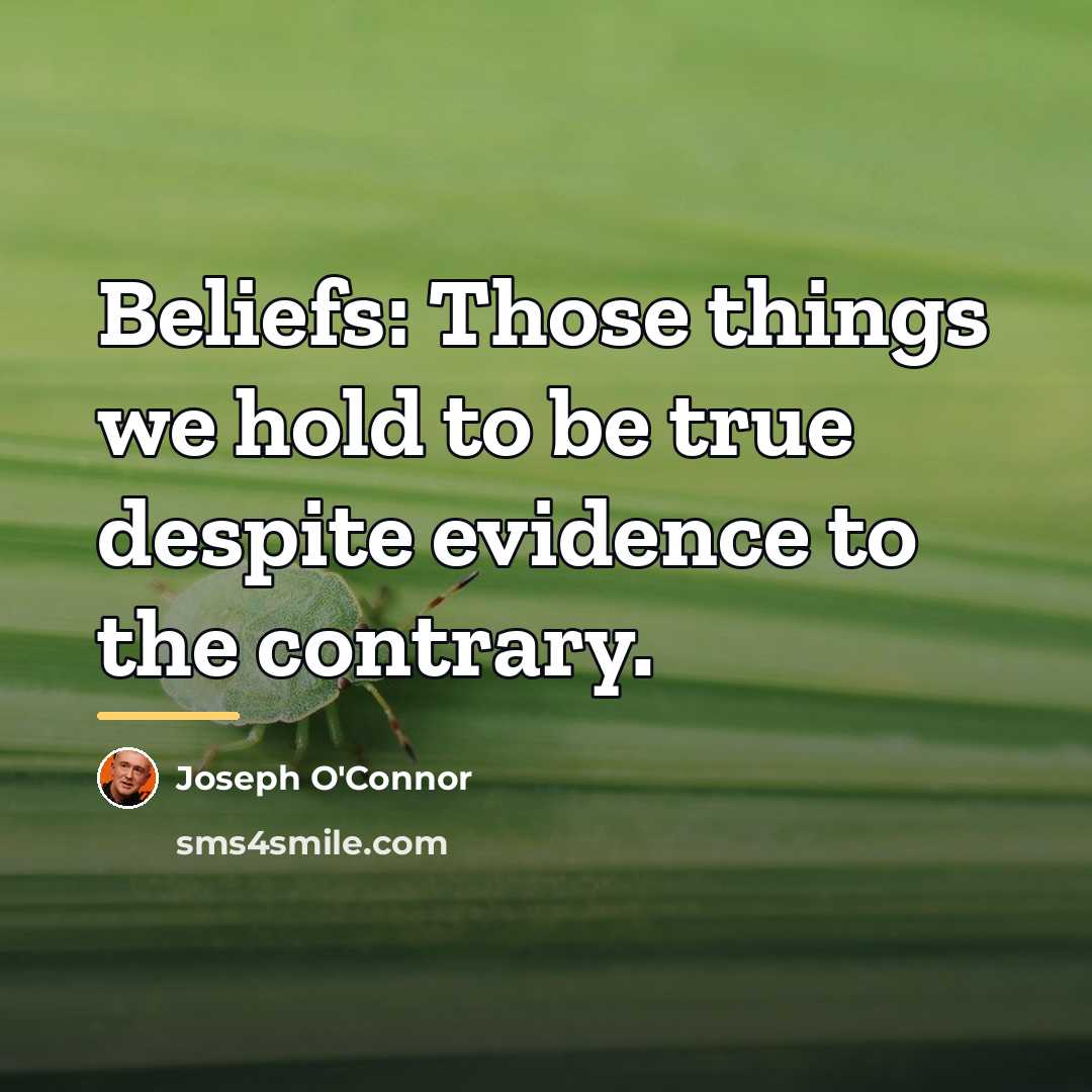“Beliefs: Those things we hold to be true despite evidence…” quote by Joseph O'Connor