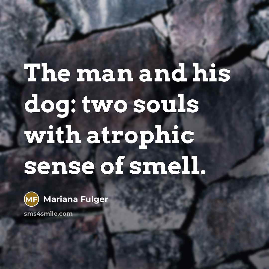 “The man and his dog: two souls with atrophic sense…” quote by Mariana Fulger
