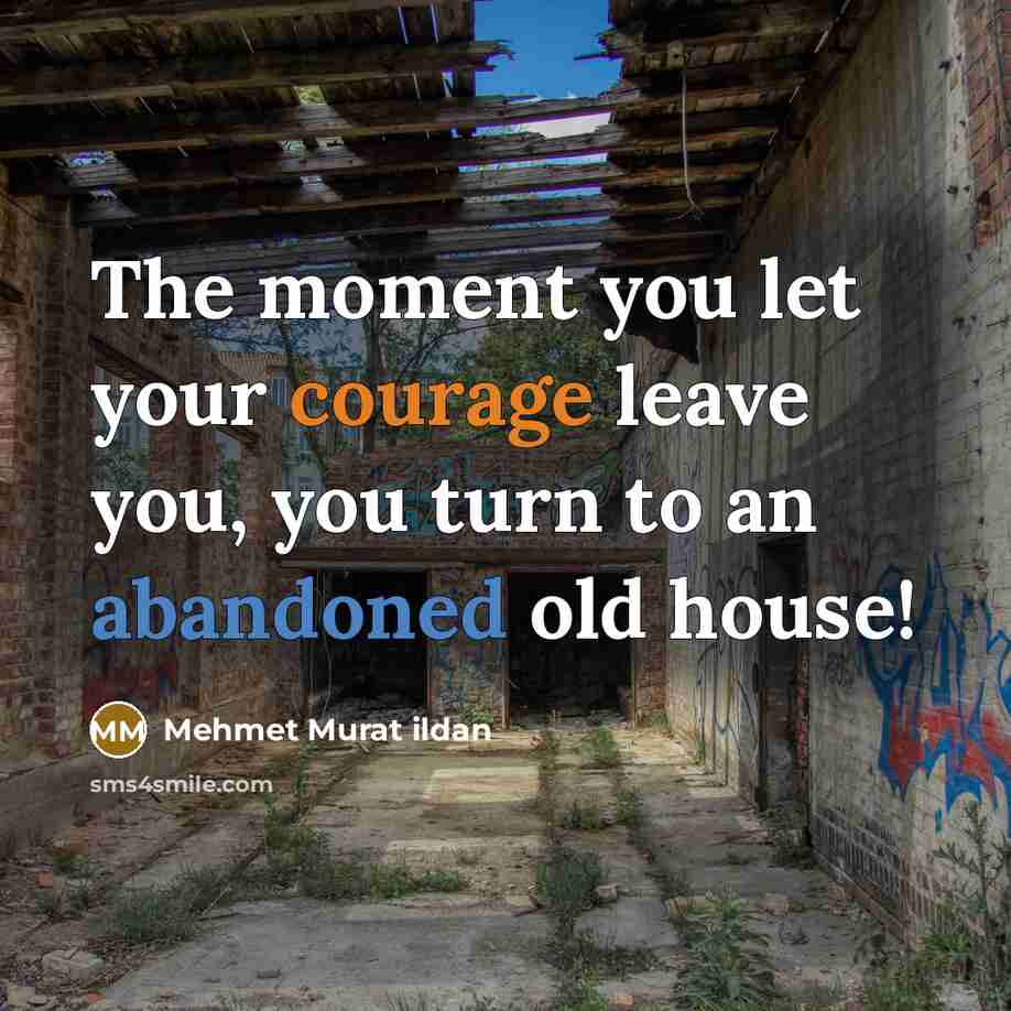 “The moment you let your courage leave you, you turn…” quote by Mehmet Murat Ildan