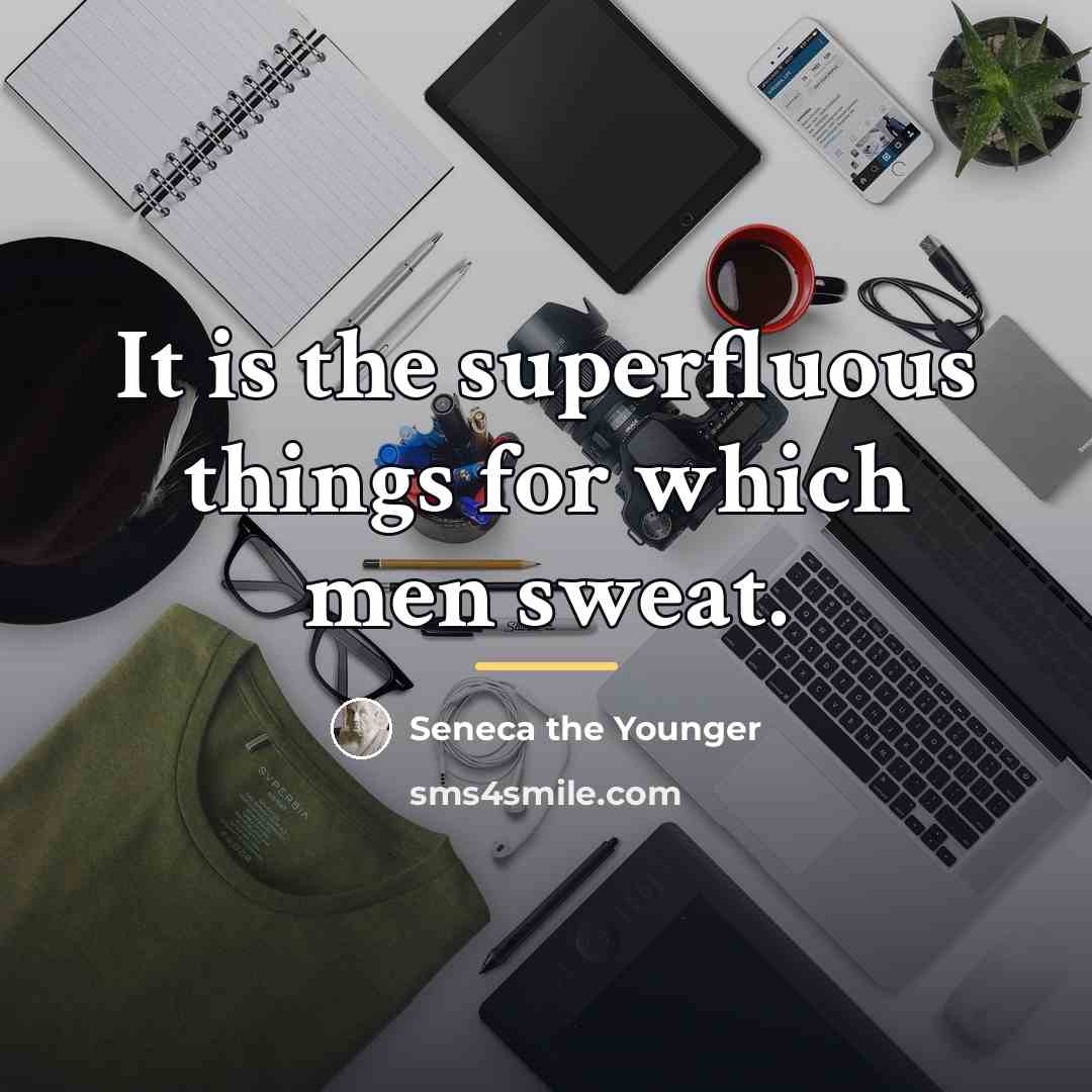 “It is the superfluous things for which men sweat.…” quote by Seneca the Younger
