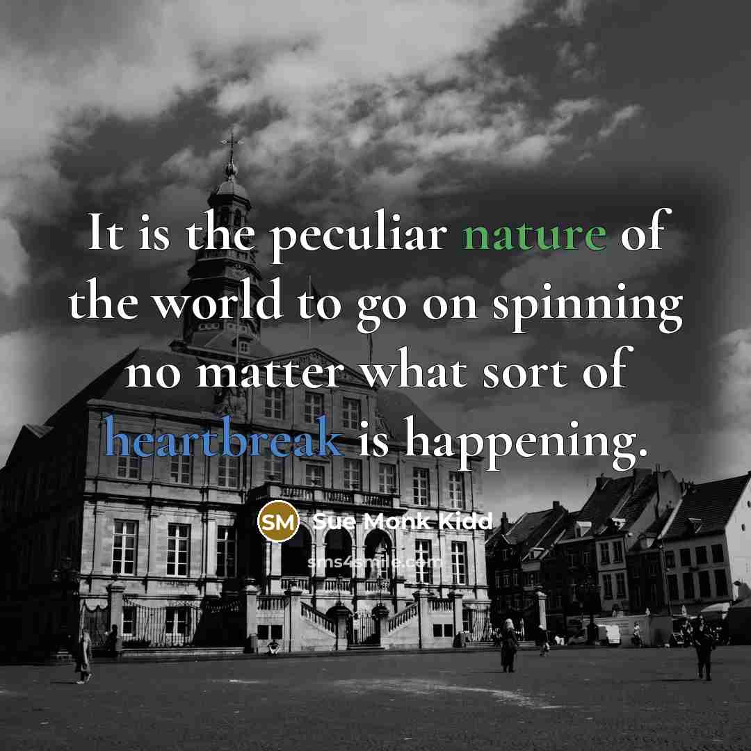 “It is the peculiar nature of the world to go…” quote by Sue Monk Kidd