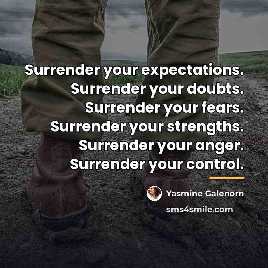 “Surrender your expectations. Surrender your doubts. Surrender your fears. Surrender…” quote by Yasmine Galenorn