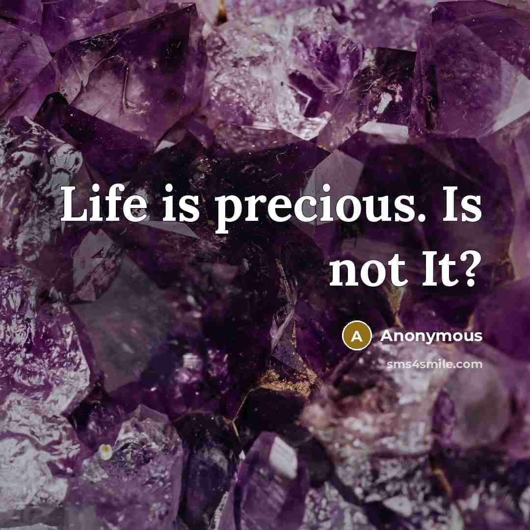 “Life is precious. Is not It?” quote by Anonymous