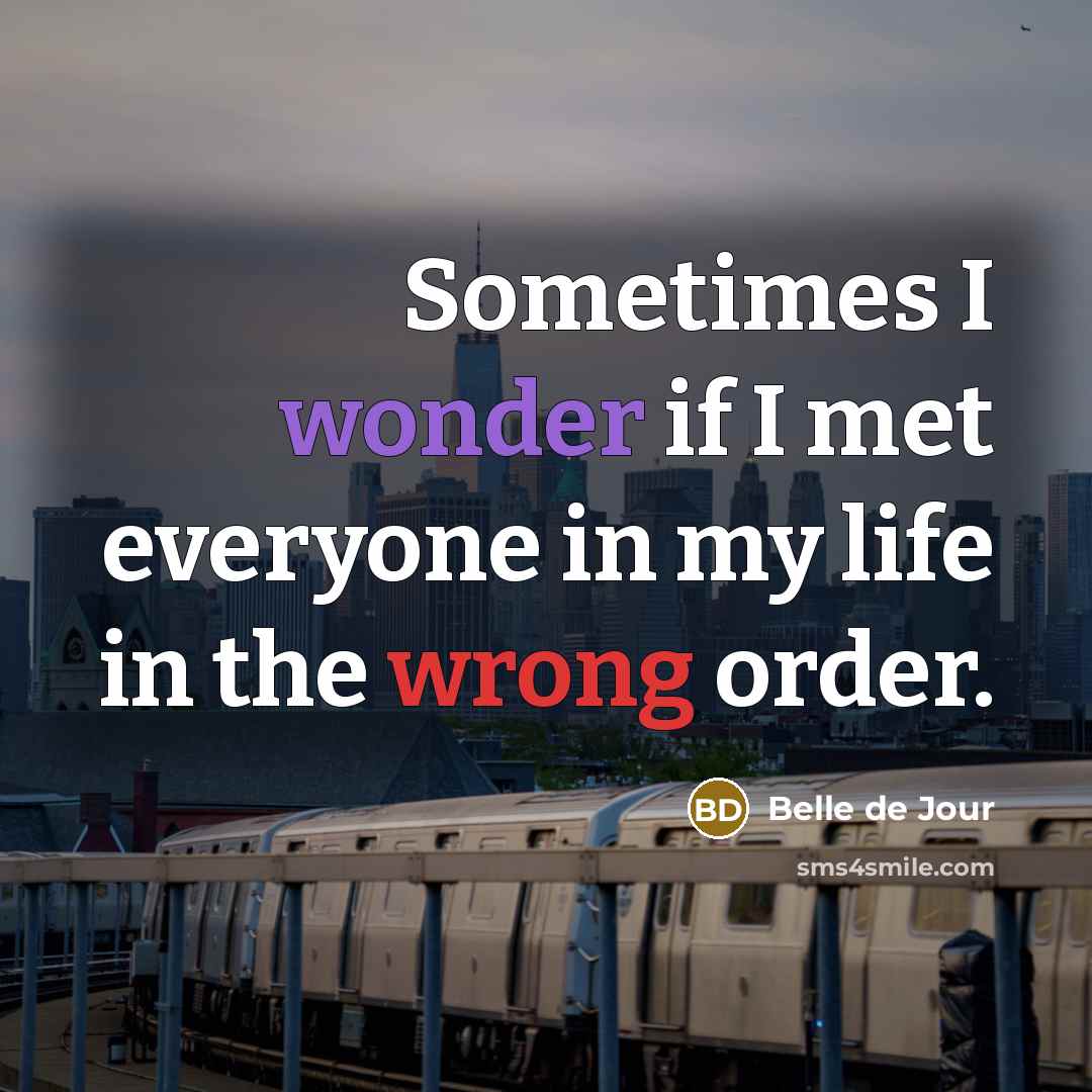 “Sometimes I wonder if I met everyone in my life…” quote by Belle de Jour