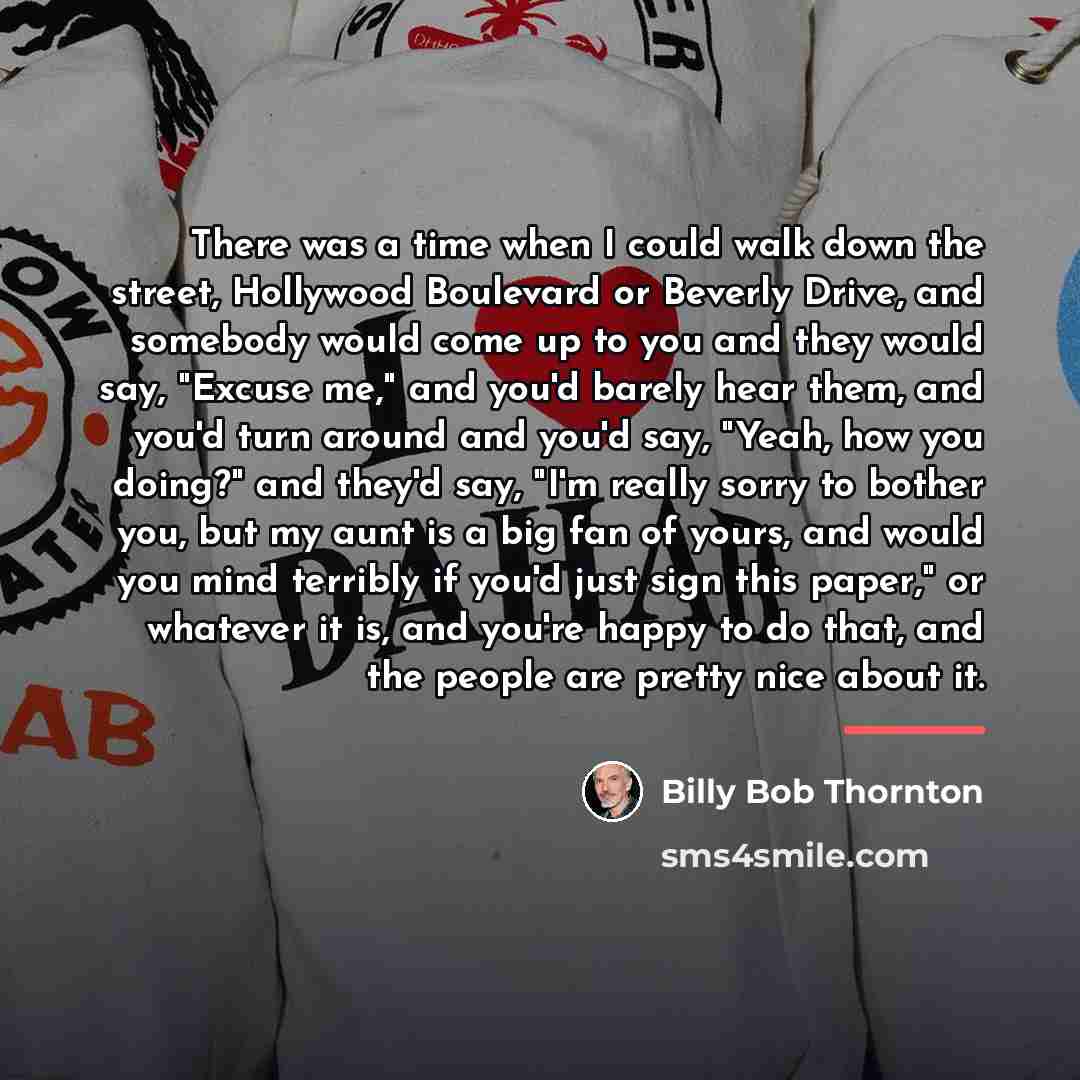 “There was a time when I could walk down the…” quote by Billy Bob Thornton