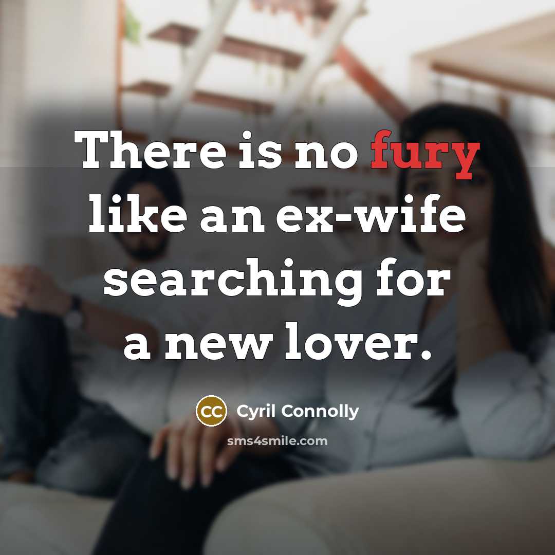 “There is no fury like an ex-wife searching for a…” quote by Cyril Connolly