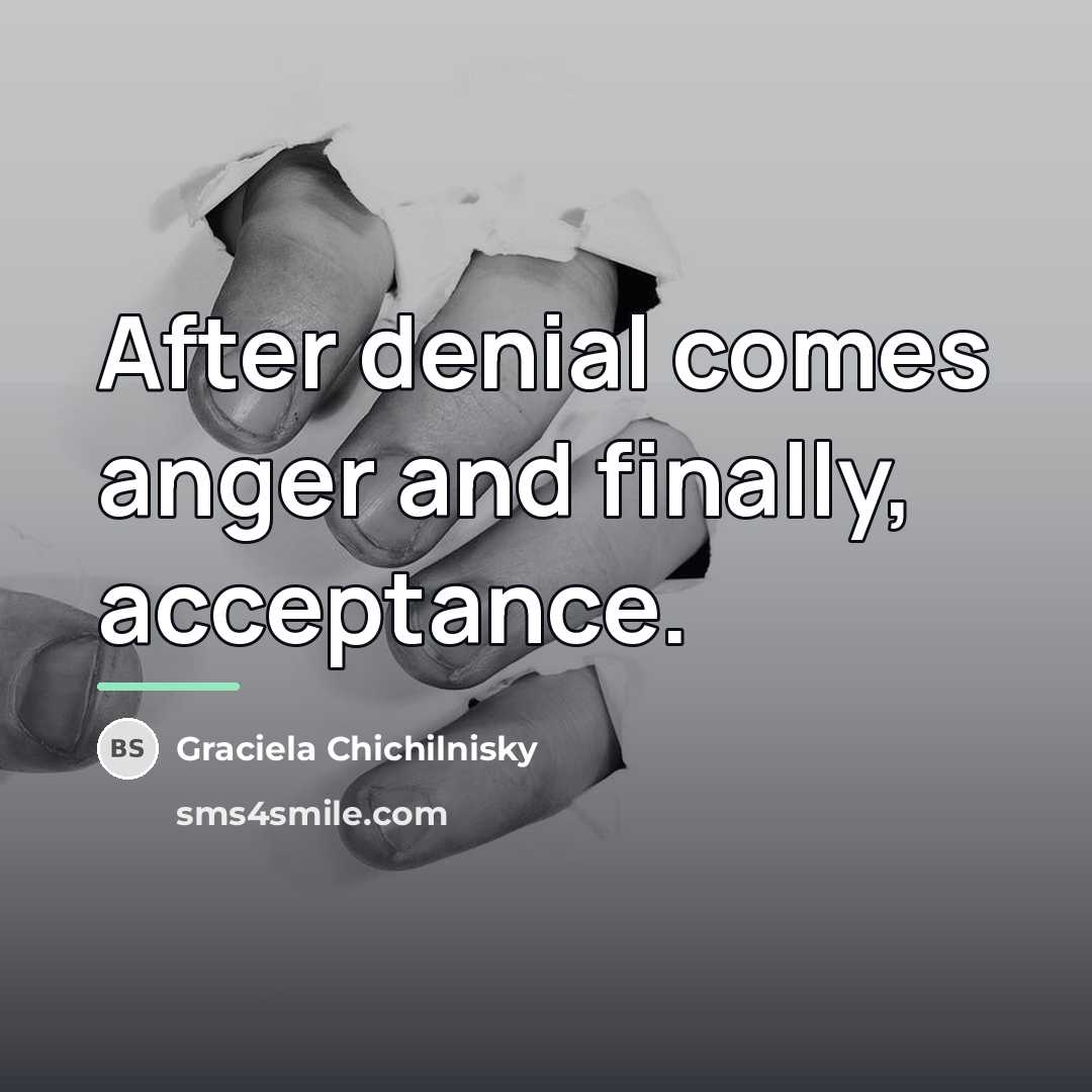 “After denial comes anger and finally, acceptance.…” quote by Graciela Chichilnisky