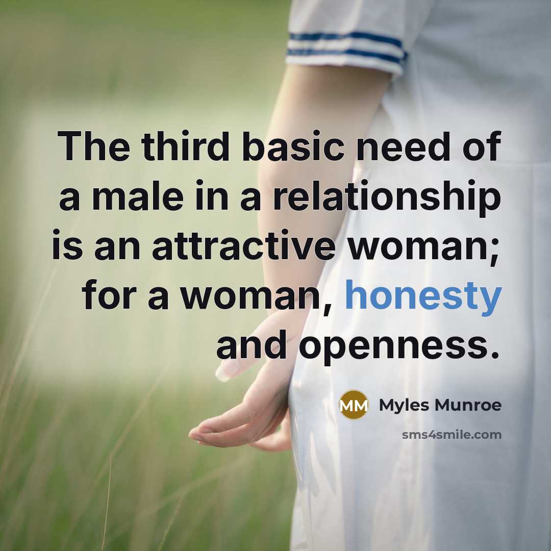 “The third basic need of a male in a relationship…” quote by Myles Munroe
